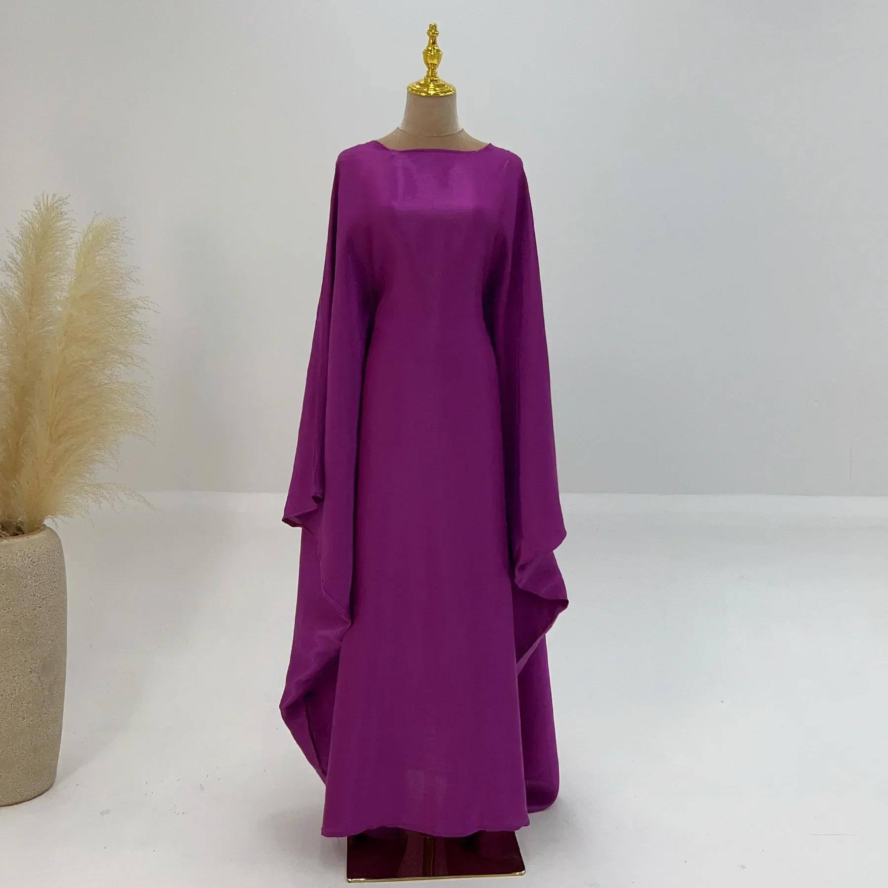 Wimawait fairy dress women Maxi Dresses for Women Ramadan Satin Abaya Muslim Summer Batwing Sleeve Abayas Women Kaftan Robes Muslim Dress Outfits Gowns