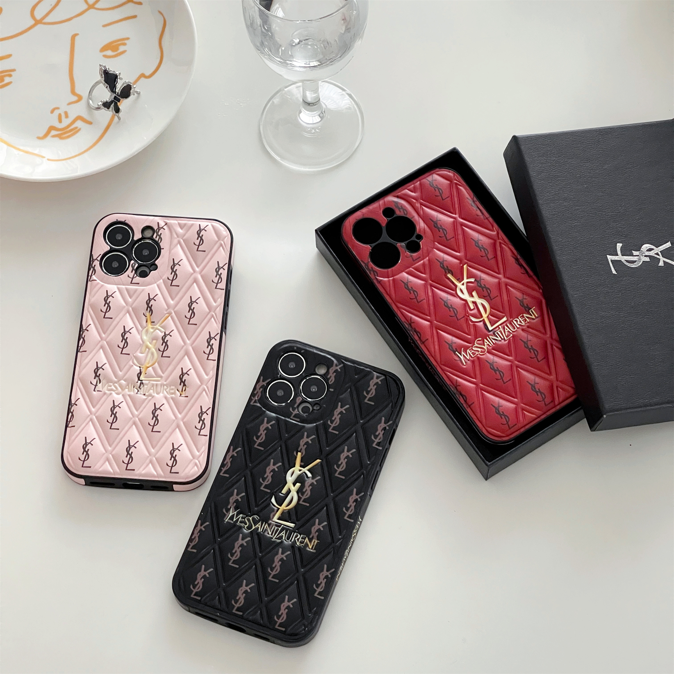 YSL Classic Loulou in quilted leather Material Drop Protection Apple iPhone Case