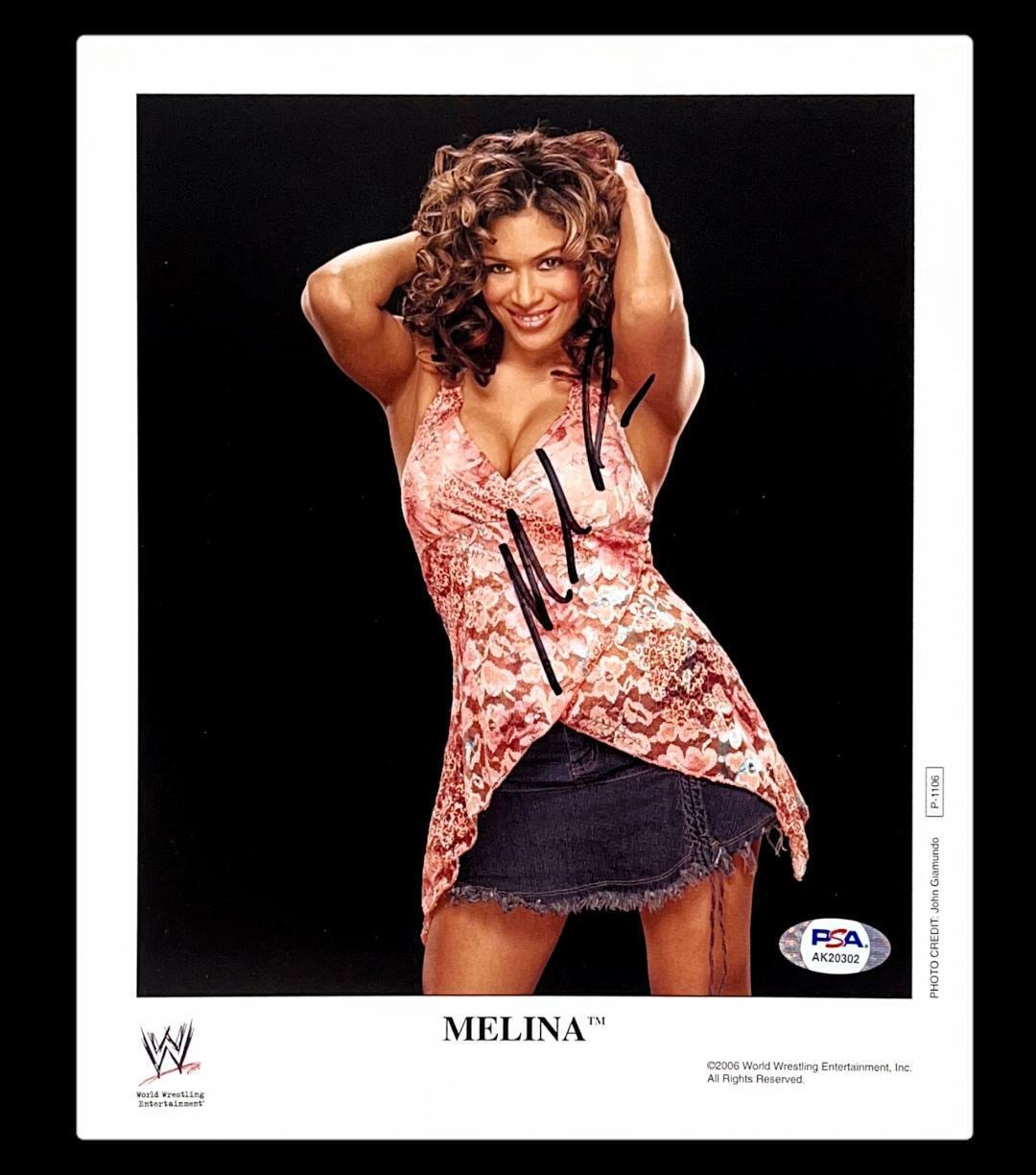 WWE MELINA PEREZ P-1106 HAND SIGNED AUTOGRAPHED 8X10 PROMO Photo Poster painting WITH PSA COA