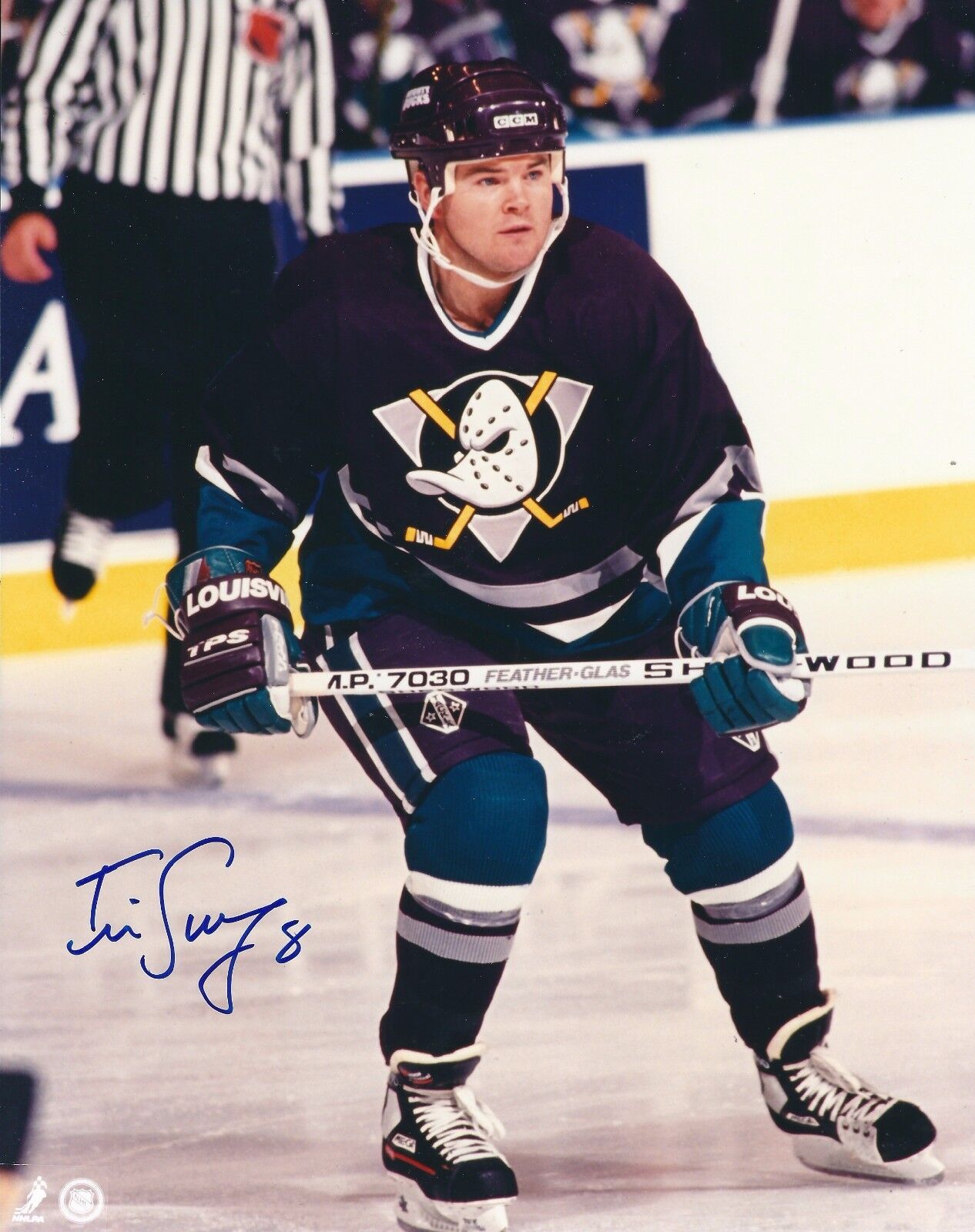 Signed 8x10 TIM SWEENEY Anaheim Ducks Autographed Photo Poster painting - COA