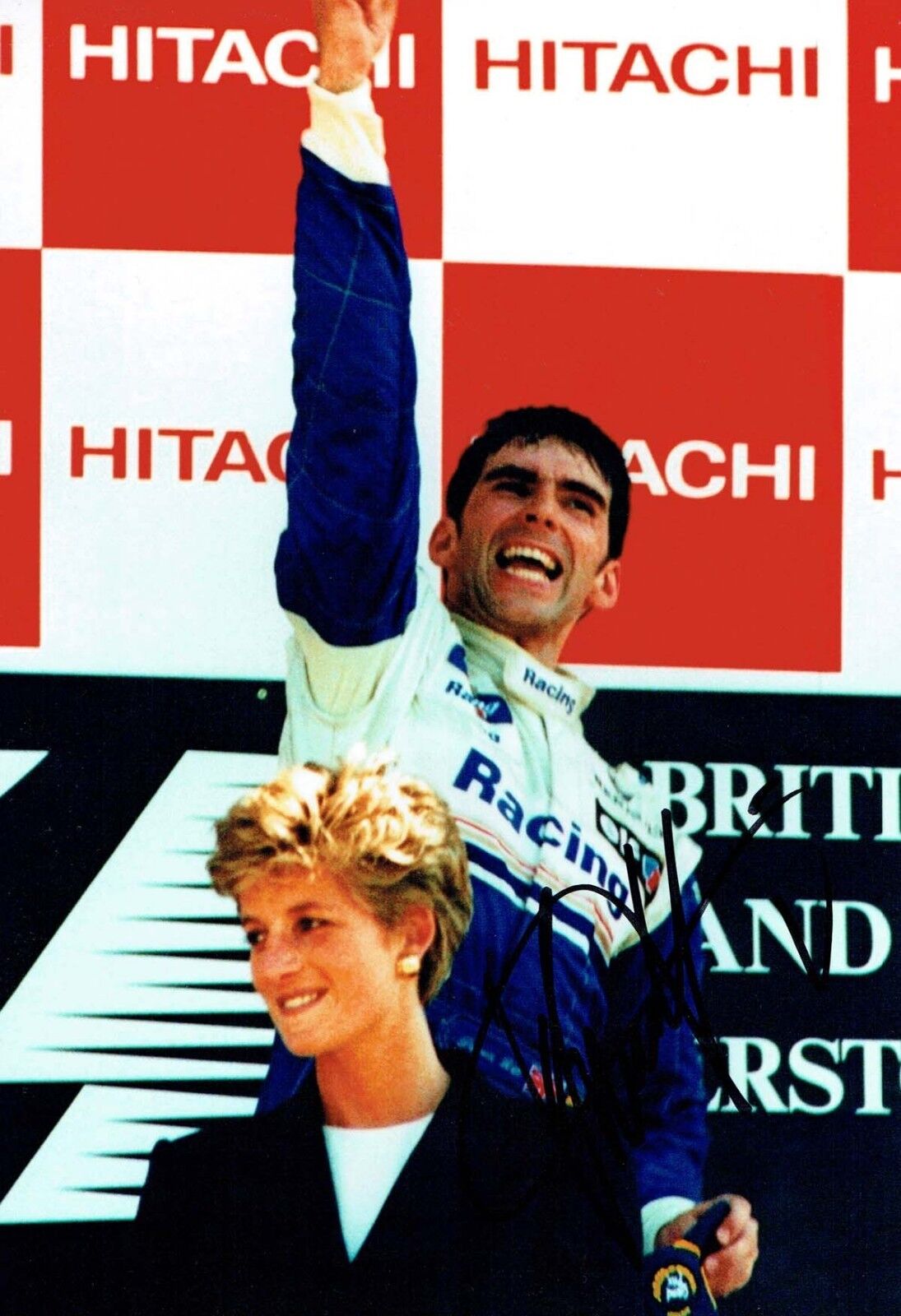 Damon HILL Signed Autograph F1 12x8 Podium Photo Poster painting AFTAL COA with Princess Diana