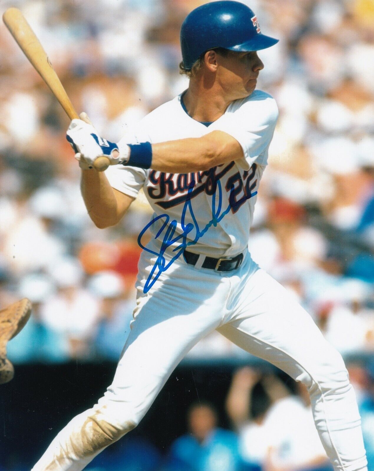 STEVE BUECHELE TEXAS RANGERS ACTION SIGNED 8x10 Photo Poster painting