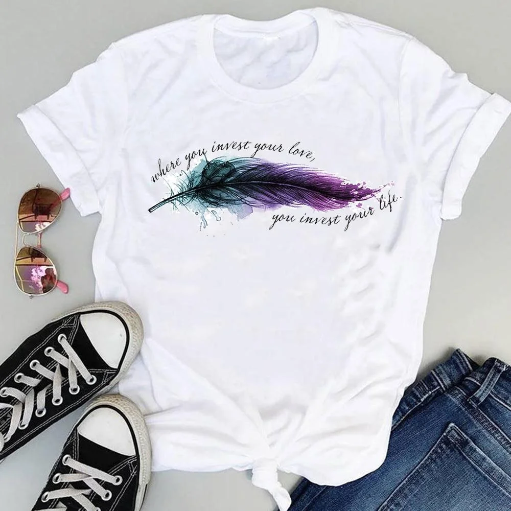 Women Cartoon Watercolor Paw Pet Dog Cute Fashion Print Graphic Summer Short Sleeve Female Clothes Tops Tees Tshirt T-Shirt