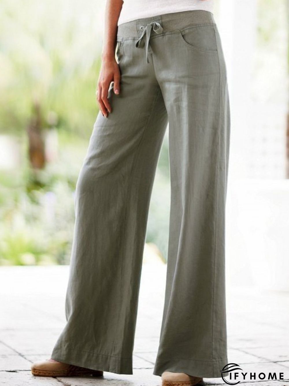 Plain Lace-up Pockets Casual Pants | IFYHOME