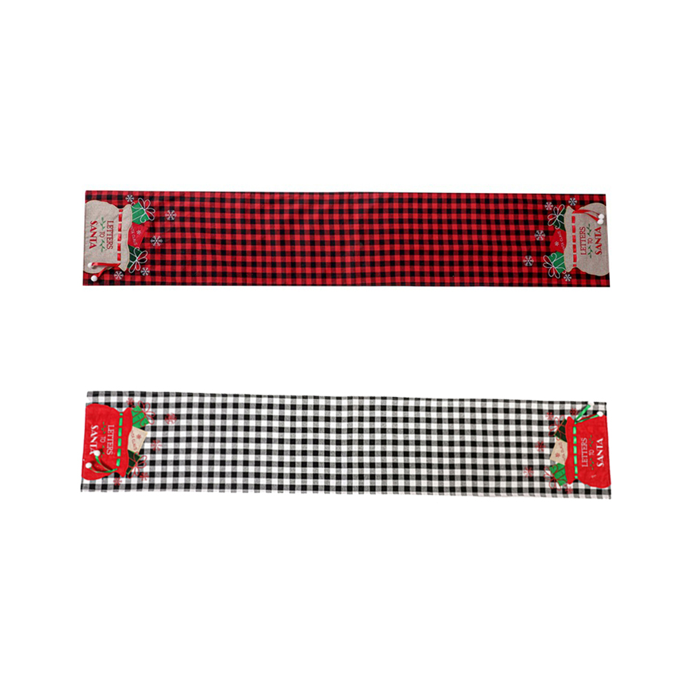 

Christmas Table Runner Flag Embroidered Plaid for Home Desk Decorations, Red, 501 Original