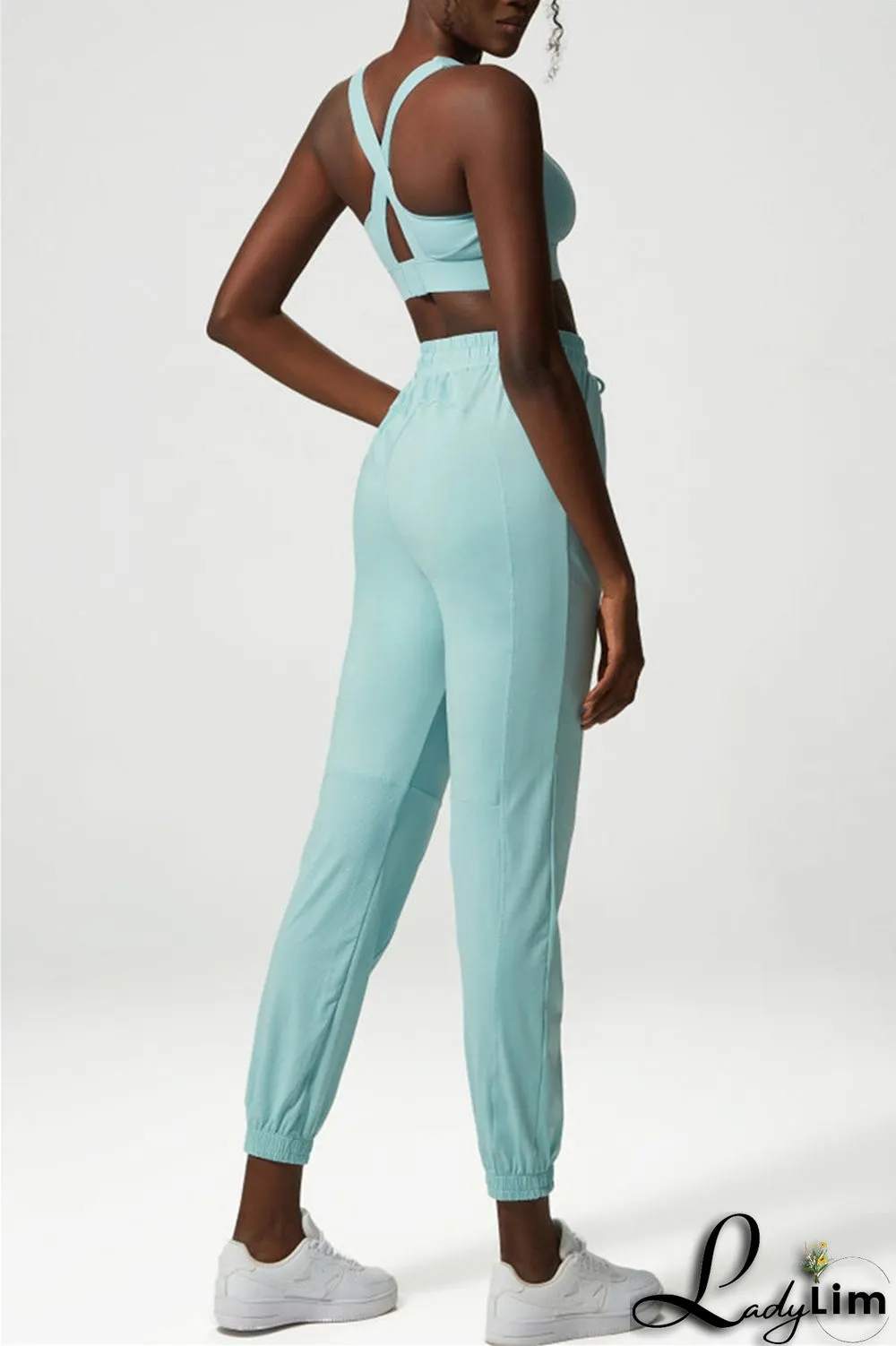 Apricot Casual Sportswear Solid Patchwork Regular High Waist Trousers