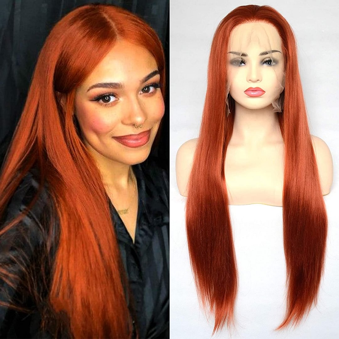 Long Straight Red Ginger Color Natural Daily Wigs US Mall Lifes