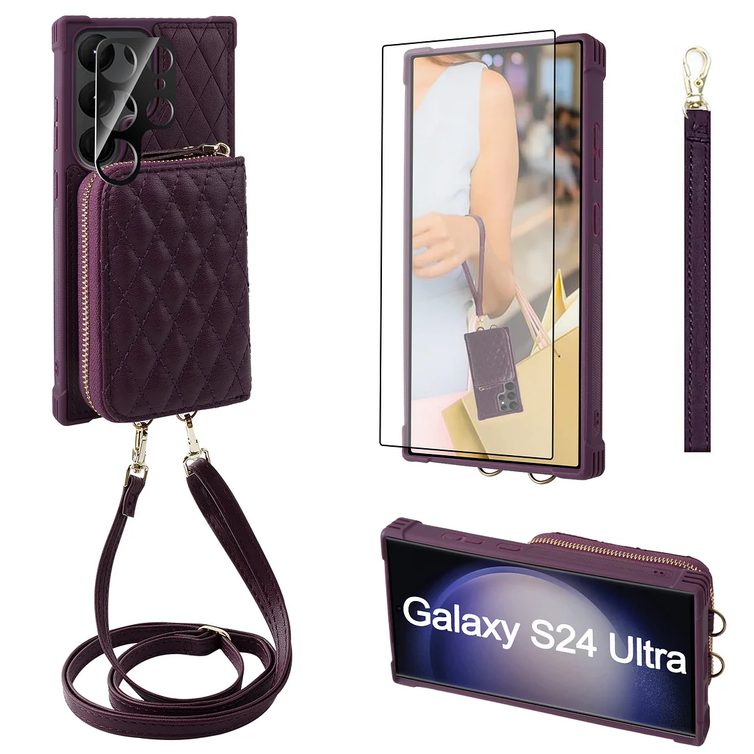 MONASAY Zipper Wallet Case for Galaxy S24 Ultra 5G