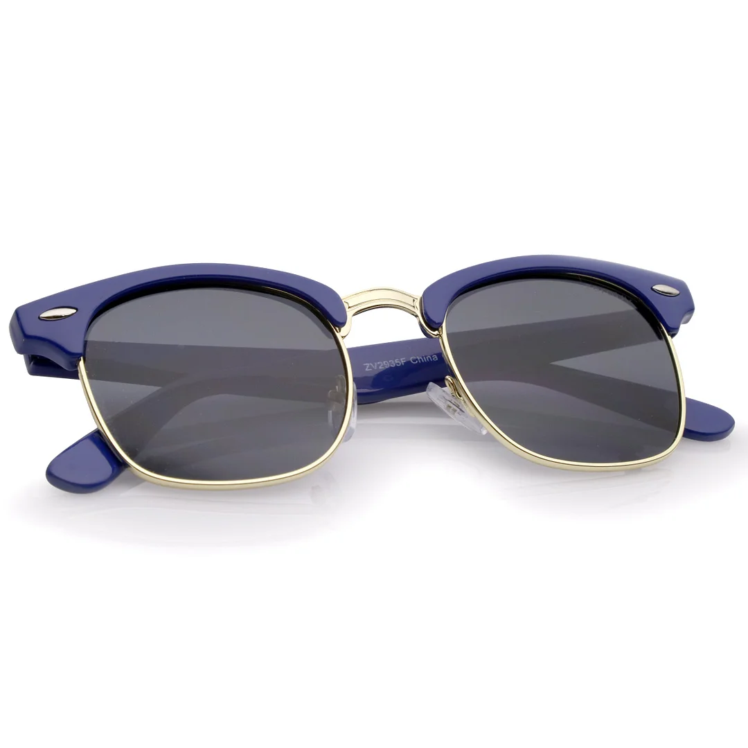 Premium Half Frame Metal Rivets Horn Rimmed glasses 50mm