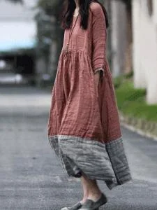 Casual Long Sleeve Cotton Dresses