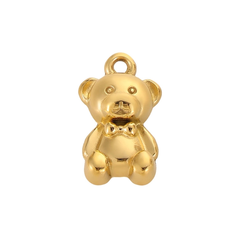 1 Piece 9*13mm 9 * 15mm 304 Stainless Steel Acrylic Shell Bear Pendant Jewelry Accessories