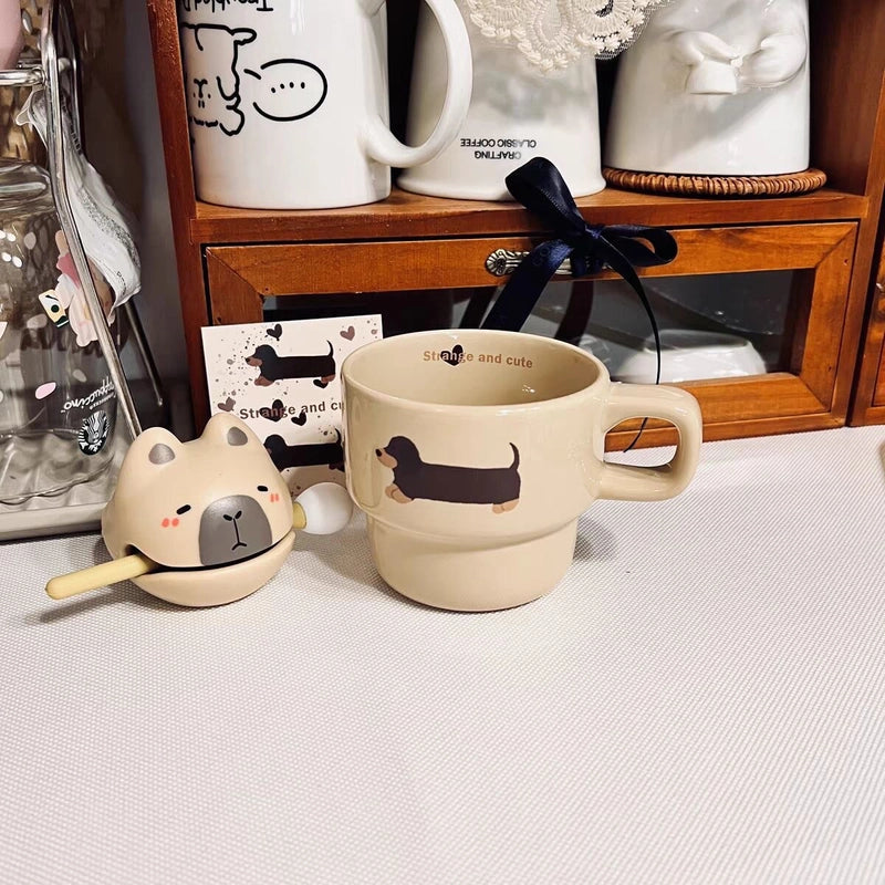 Cute Dog White Porcelain Mug 1 Piece