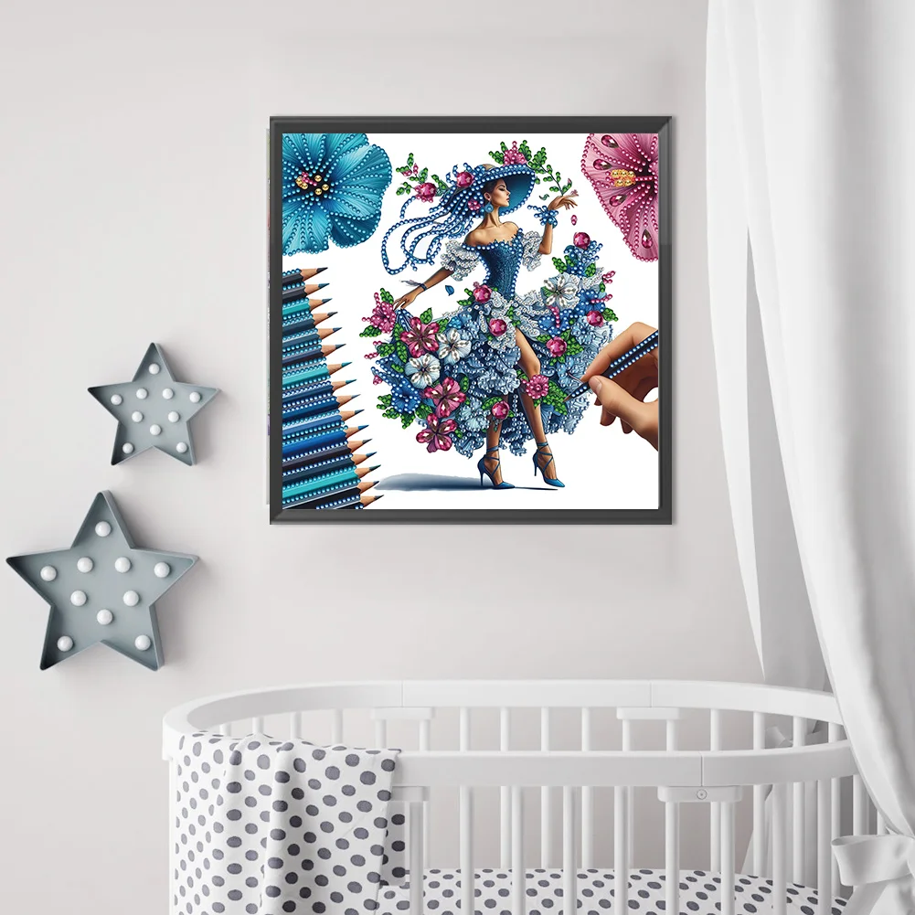 Diamond Painting - Partial Special Shaped Drill - Elegant Lady(Canvas|30*30cm)