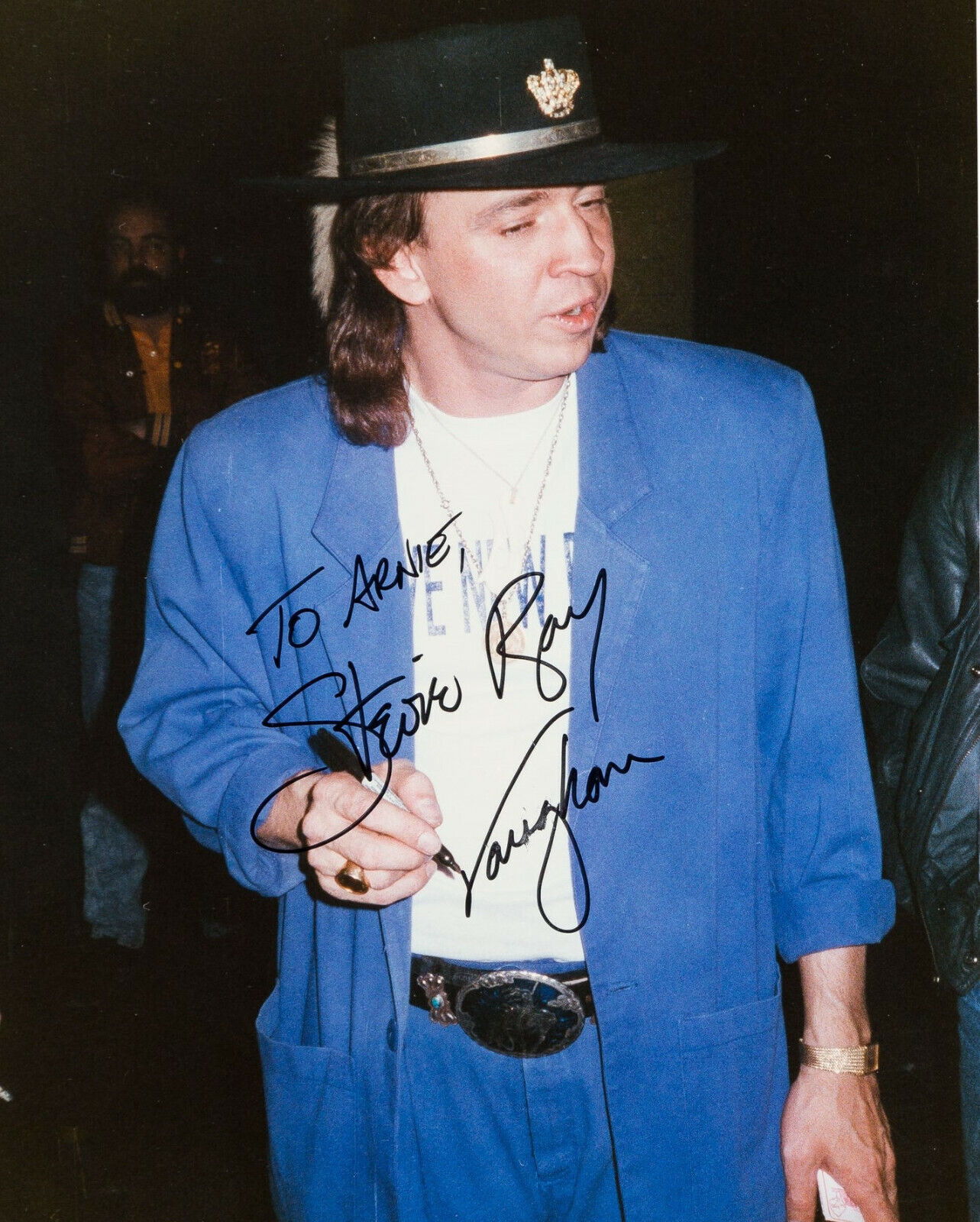 STEVIE RAY VAUGHAN Signed 'Blue Jacket' Photo Poster paintinggraph - Rock Guitarist - Preprint