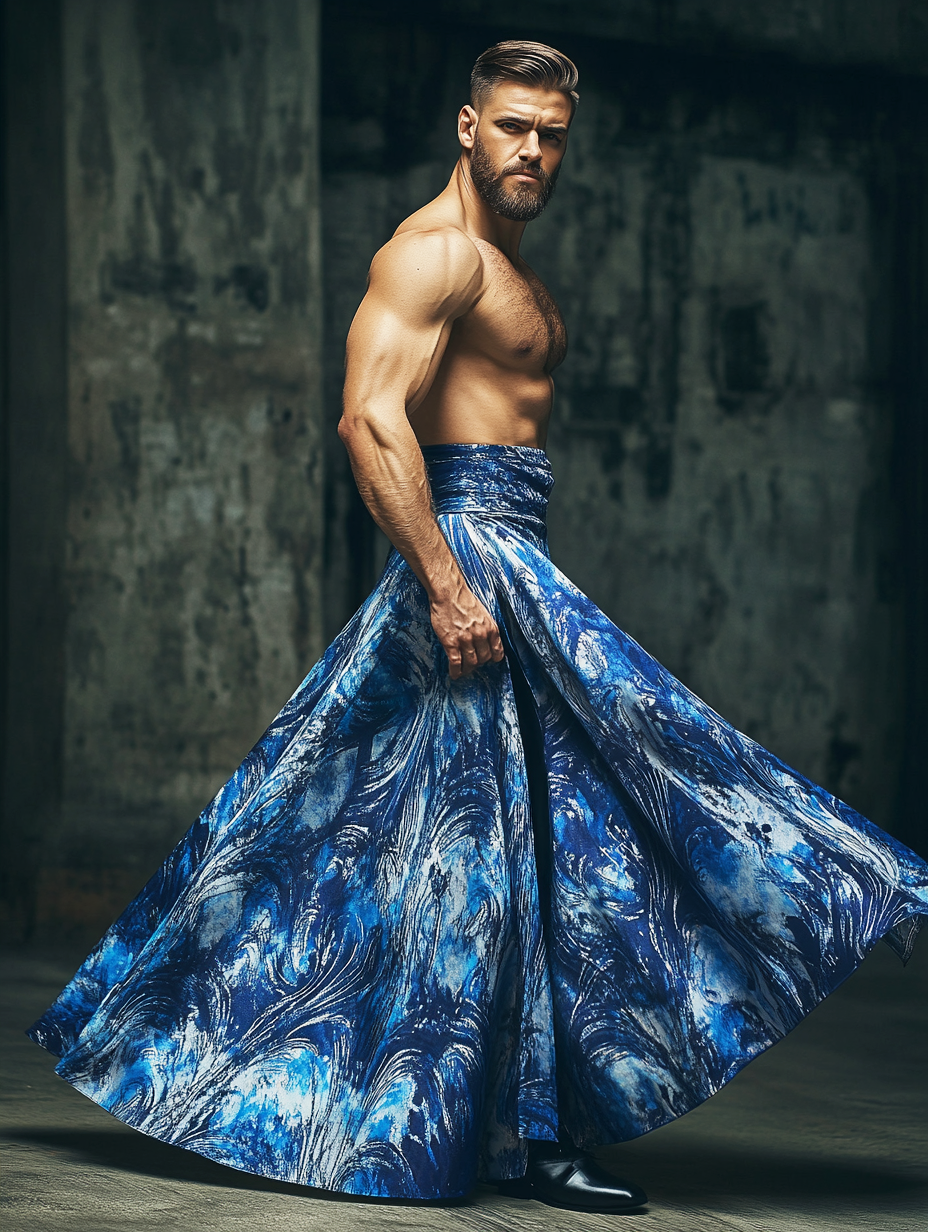 Men's Festival Carnival Skirt with Artistic Abstract Pattern
