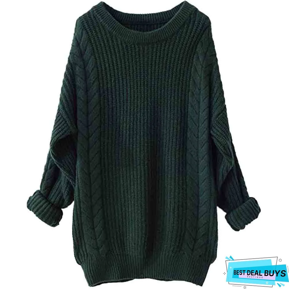 Big Collar Long Sleeve Hemp Pattern Pullover Sweater