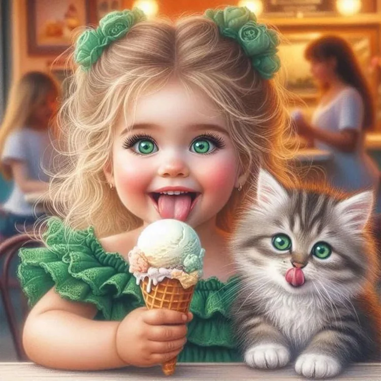 Cute Little Girl - Full Round - Diamond Painting(30*30cm)