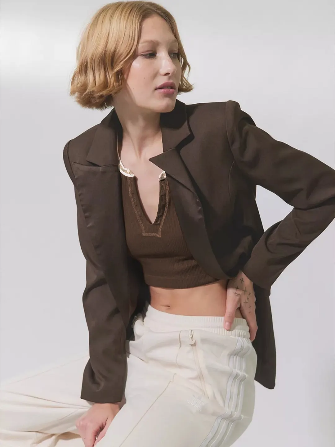 Uveng Slim-fit Ultra-short Sexy Hot Thread Blouses