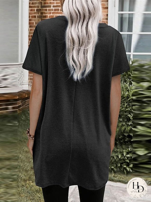 Casual Dress T Shirt Dress Tee Dress Shift Dress Mini Dress Black White Pink Short Sleeve Pure Color Pocket Summer Spring Crew Neck Classic Loose Fit S M L XL XXL for Women