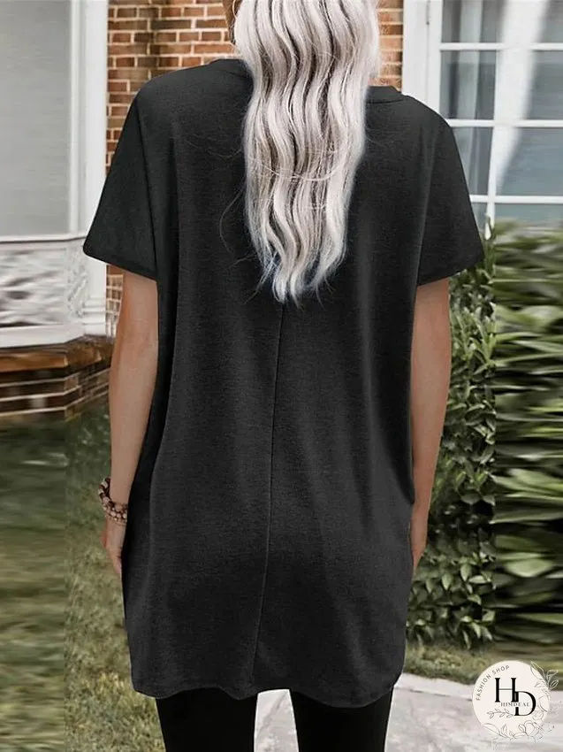 Casual Dress T Shirt Dress Tee Dress Shift Dress Mini Dress Black White Pink Short Sleeve Pure Color Pocket Summer Spring Crew Neck Classic Loose Fit S M L XL XXL for Women