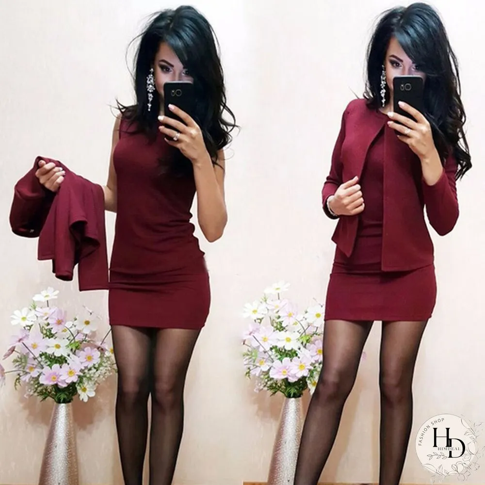 Spring Women Solid Color Long Sleeve Short Jacket Multi-layer Slim Round Collar