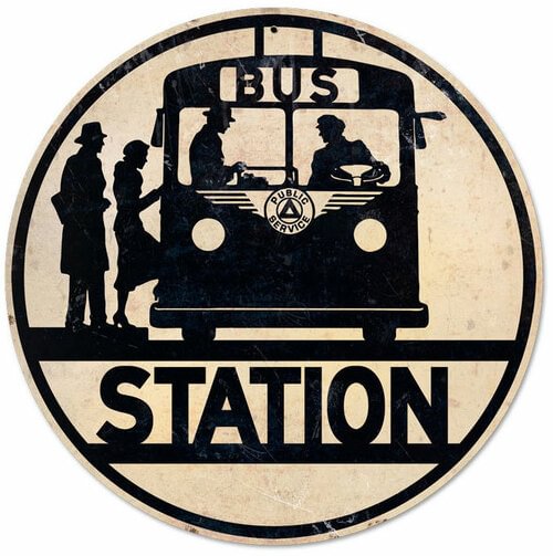 Car Station - Round Shape Tin Signs/Wooden Signs - 30*30CM