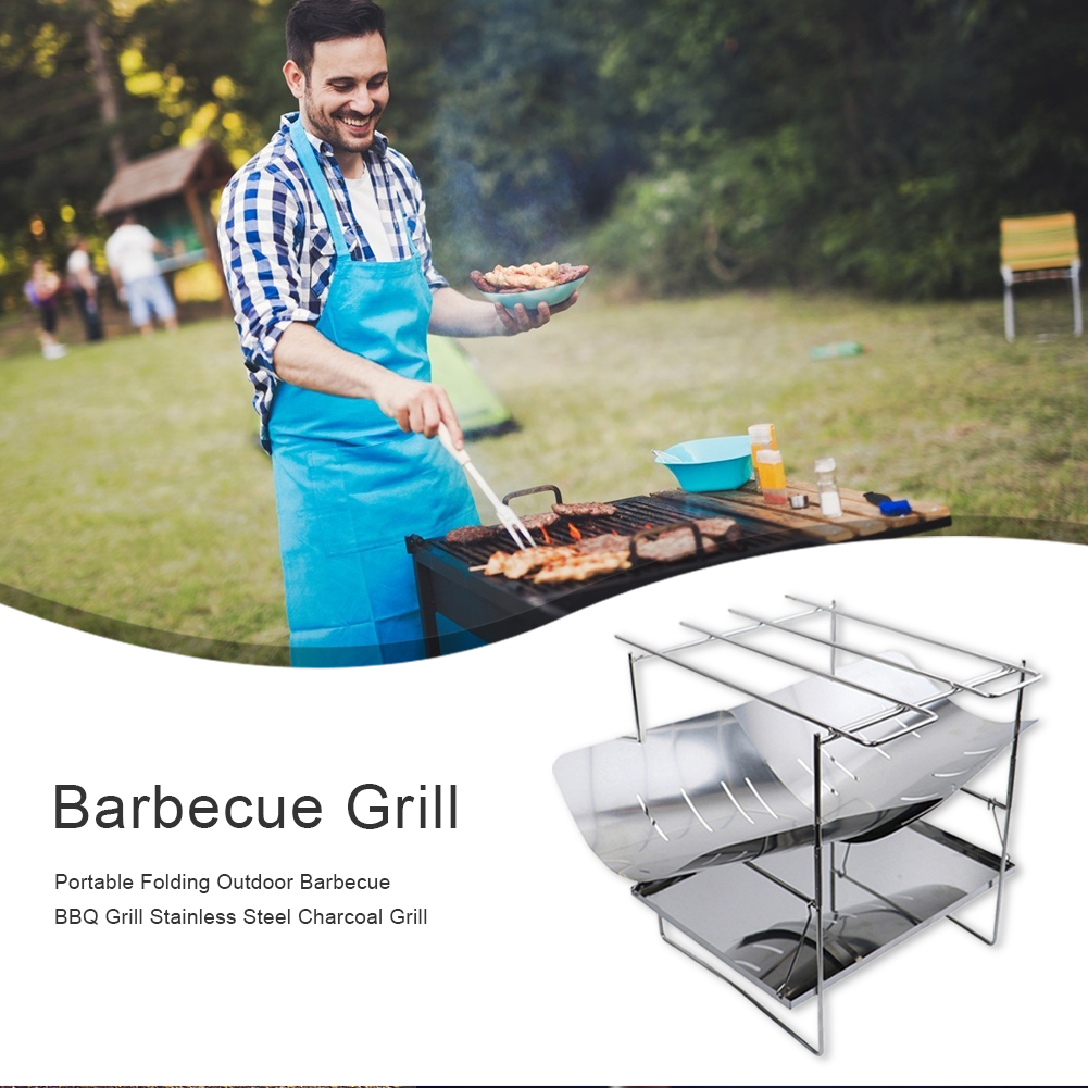 

Portable Folding Outdoor Barbecue BBQ Grill Stainless Steel Charcoal Grill, 501 Original