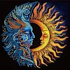 Mandala Soleil Lune-Peinture Diamant Sp&eacute;ciale Partielle-30*30CM