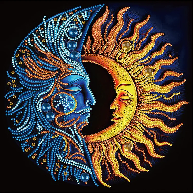 Partial Special-Shaped Diamond Painting - Sun Moon Mandala 30*30CM