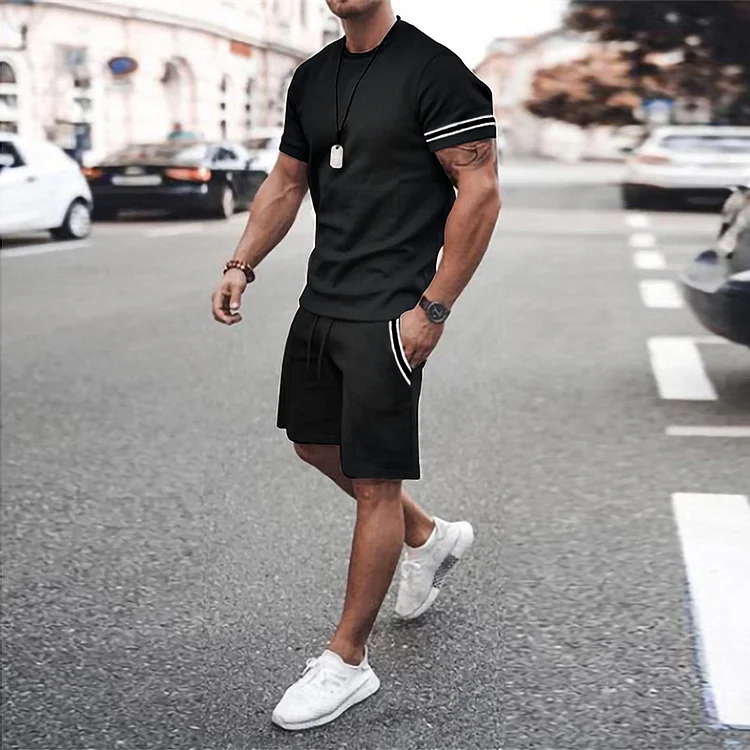 BrosWear Casual Solid Color Comfortable T-Shirt And Short Co-Ord