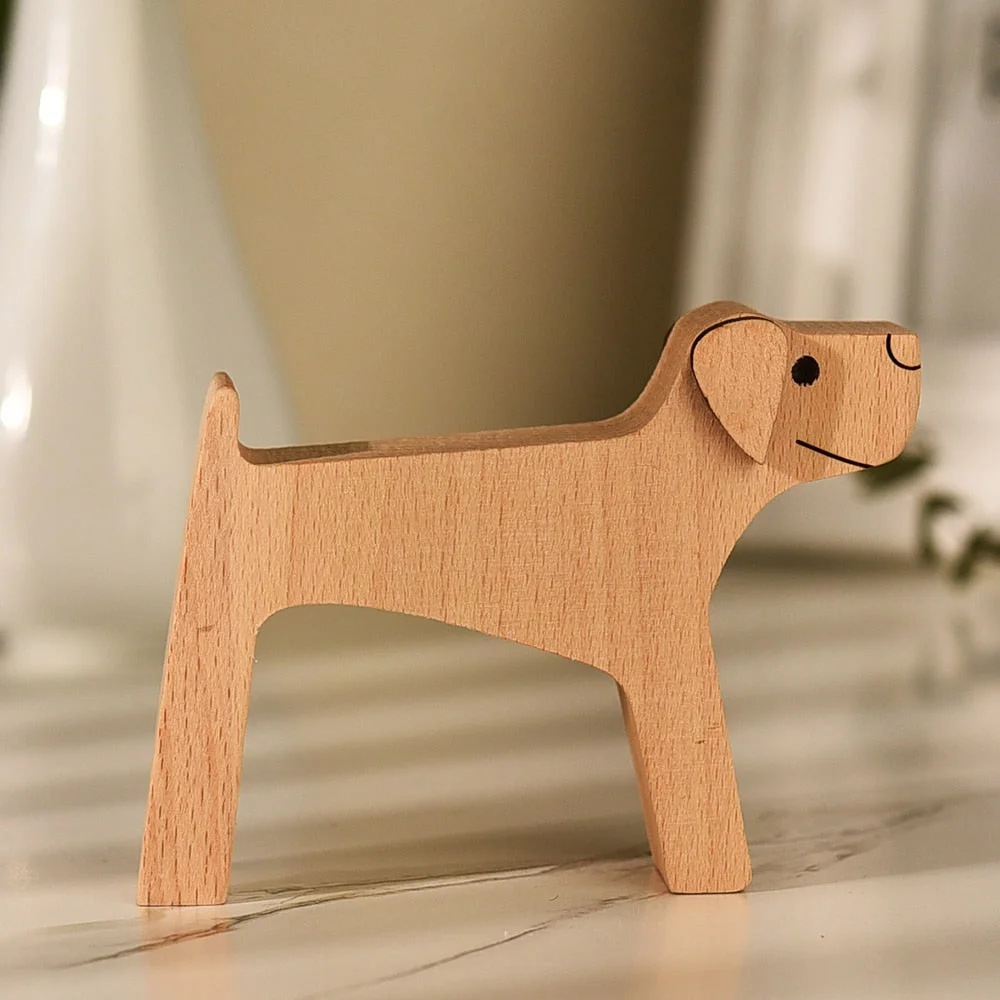 Adornos de madera Wooden Dog Craft Figurine Home Office Table Ornament Easter Decoration Love Dog Pet Lover Gifts oficina OEM 515-2