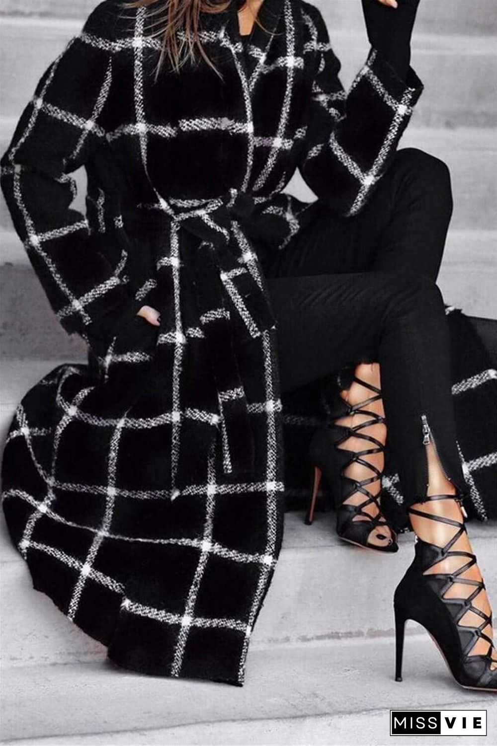 Fashion Casual Plaid Hooded Coat (Only Coat)