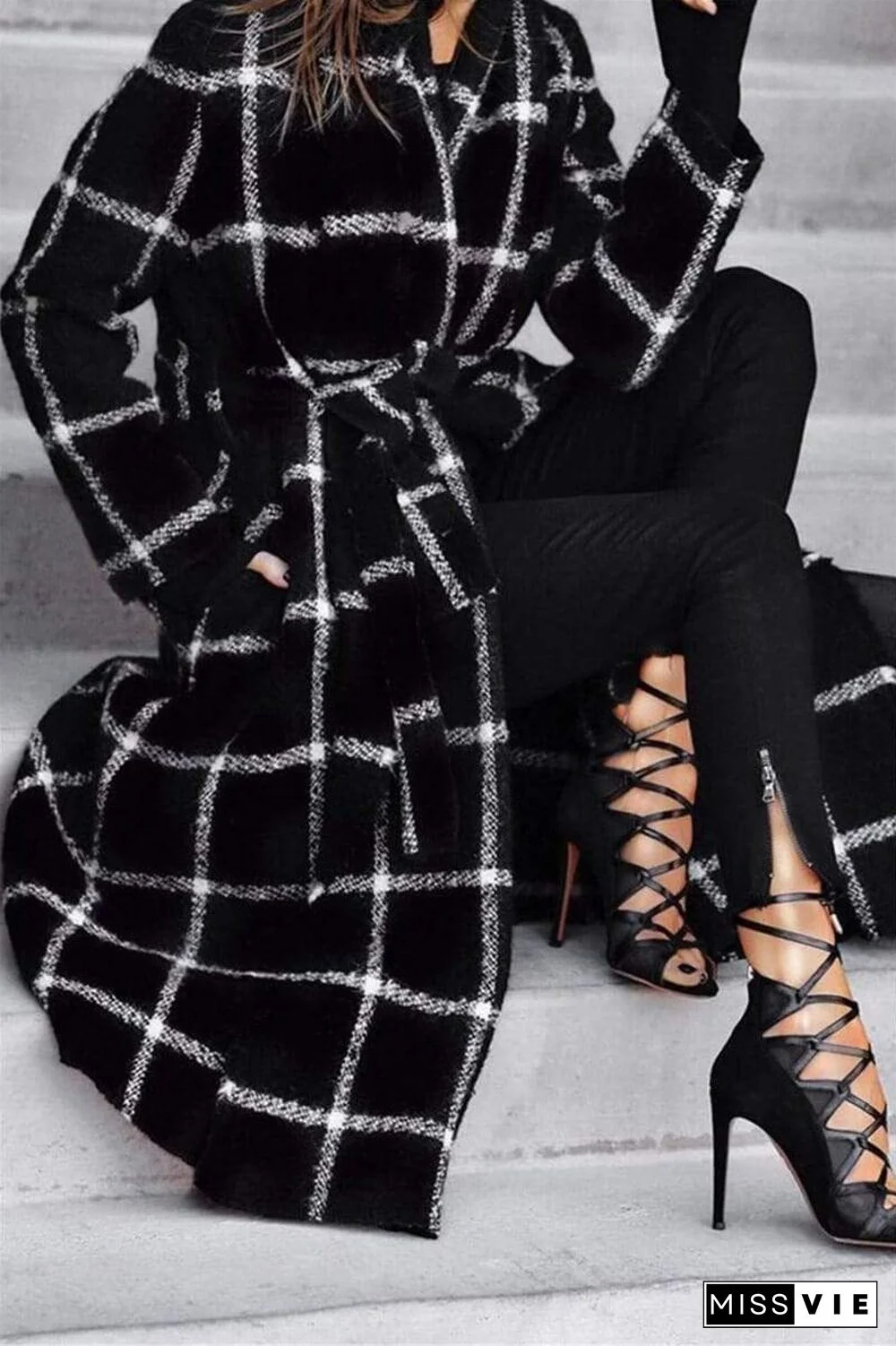 Fashion Casual Plaid Hooded Coat (Only Coat)