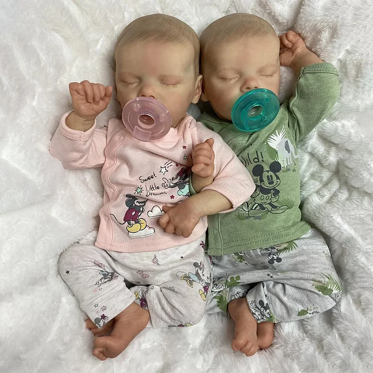 [Heartbeat💖 & Sound🔊] 17" Sweet Sleeping Dreams Reborn Newborn Twins Sisters Sgaya and Cloc Truly Baby Toy, Birthday Gift Rebornartdoll® RSAW-Rebornartdoll®