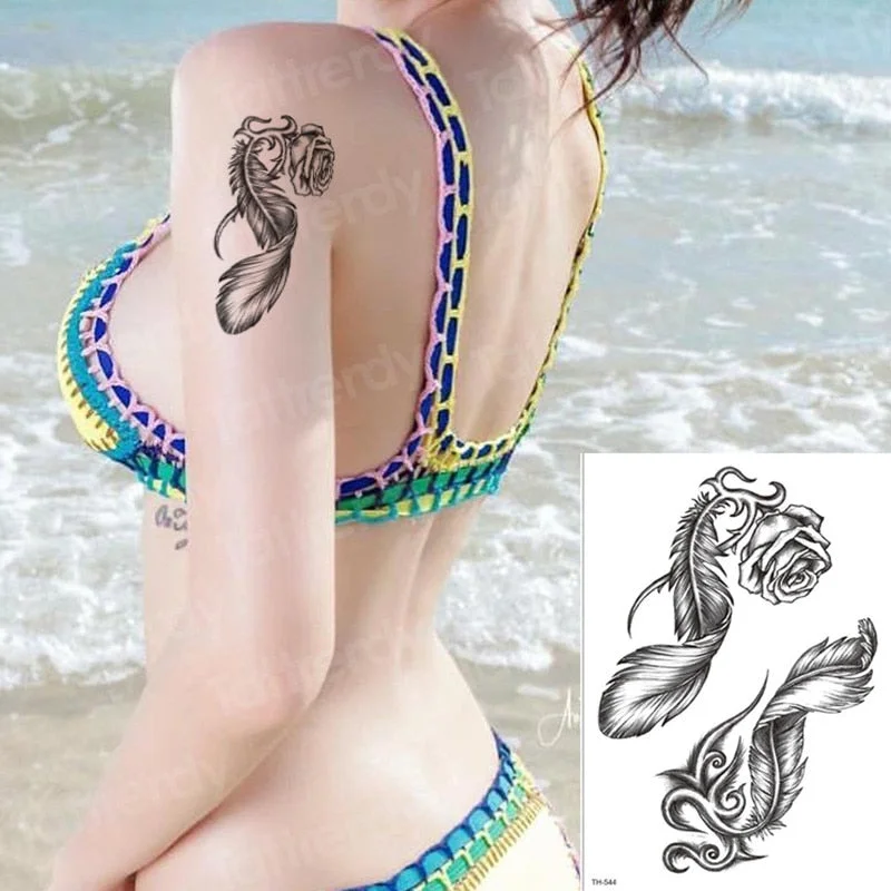 temporary tattoo sheet tatoo temporary stickers angel wing tattoos girl sexy thigh arm tattoo black sleeve tatto boys men decal