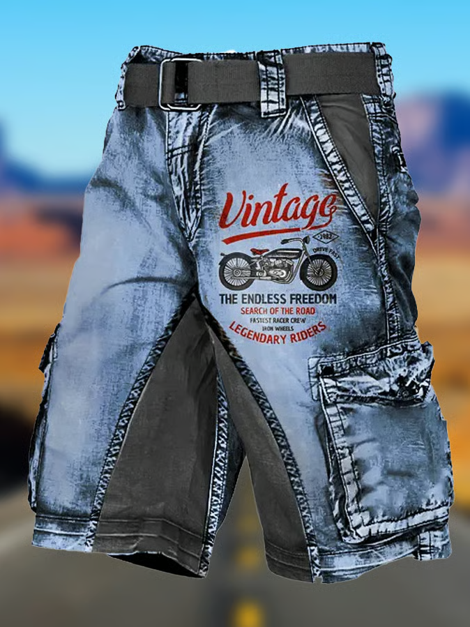 Motorcycle Men's Denim Shorts