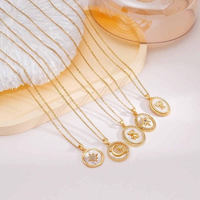 304 Stainless Steel Copper Cable Chain Animal Bear Pendant Necklace