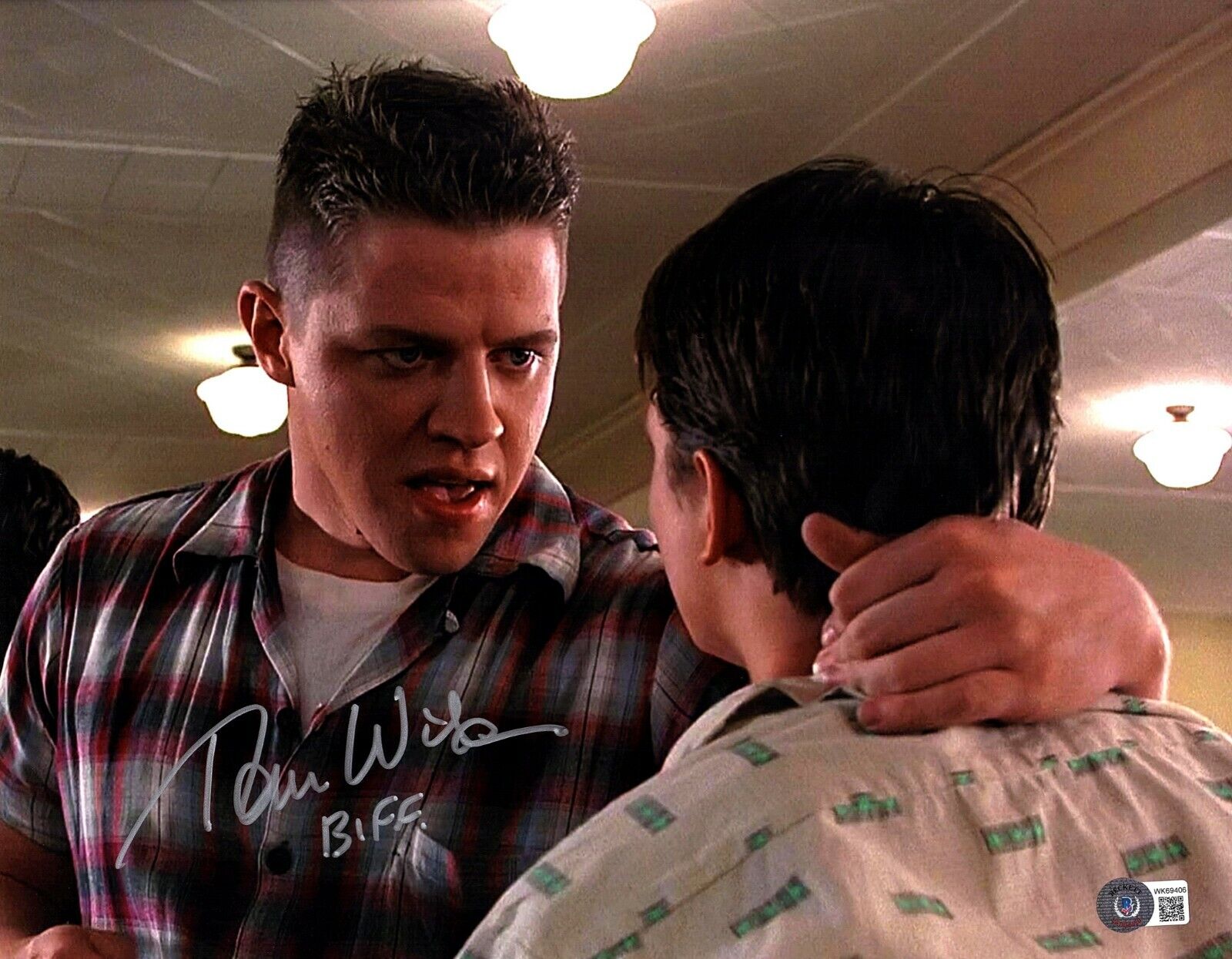 TOM WILSON Signed BACK TO THE FUTURE Biff Tannen 11x14 Photo Poster painting Beckett BAS Witness