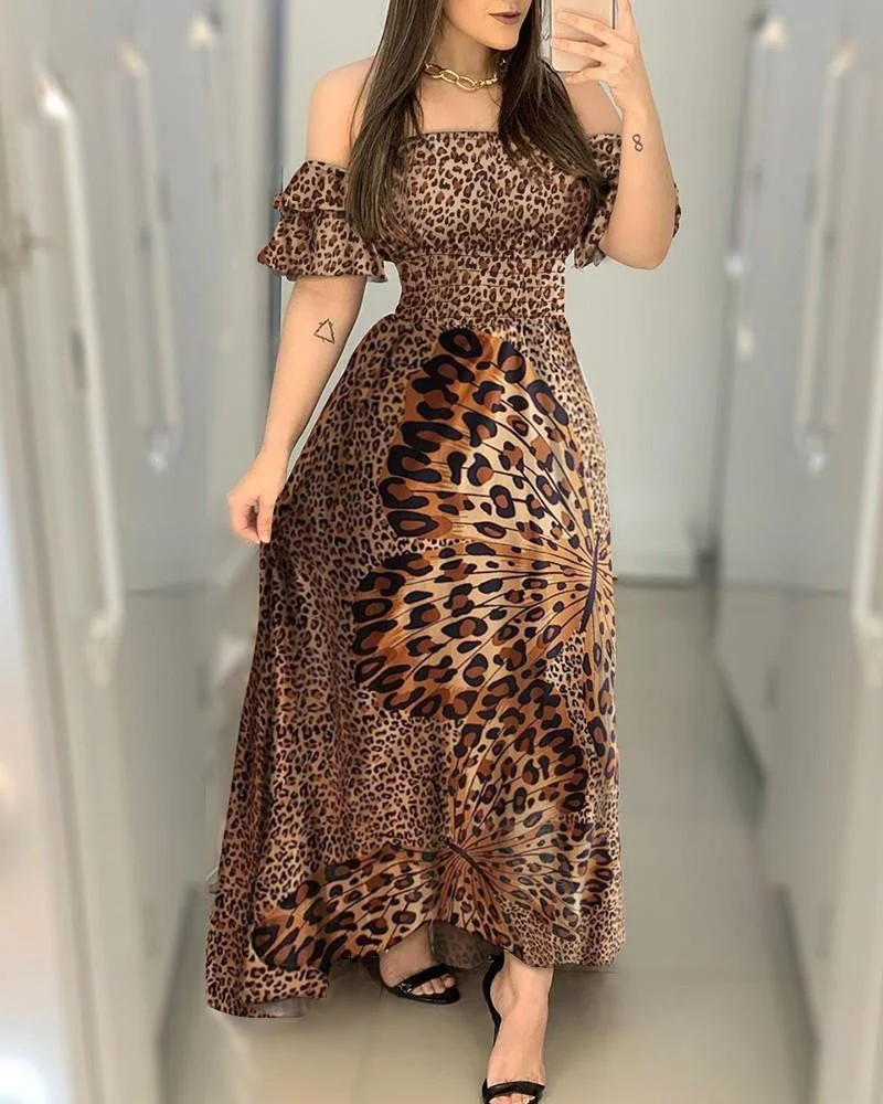 Butterfly leopard print dress