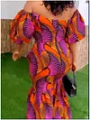 Abstract Printed A-line Short Sleeves Round-neck Maxi Dresses