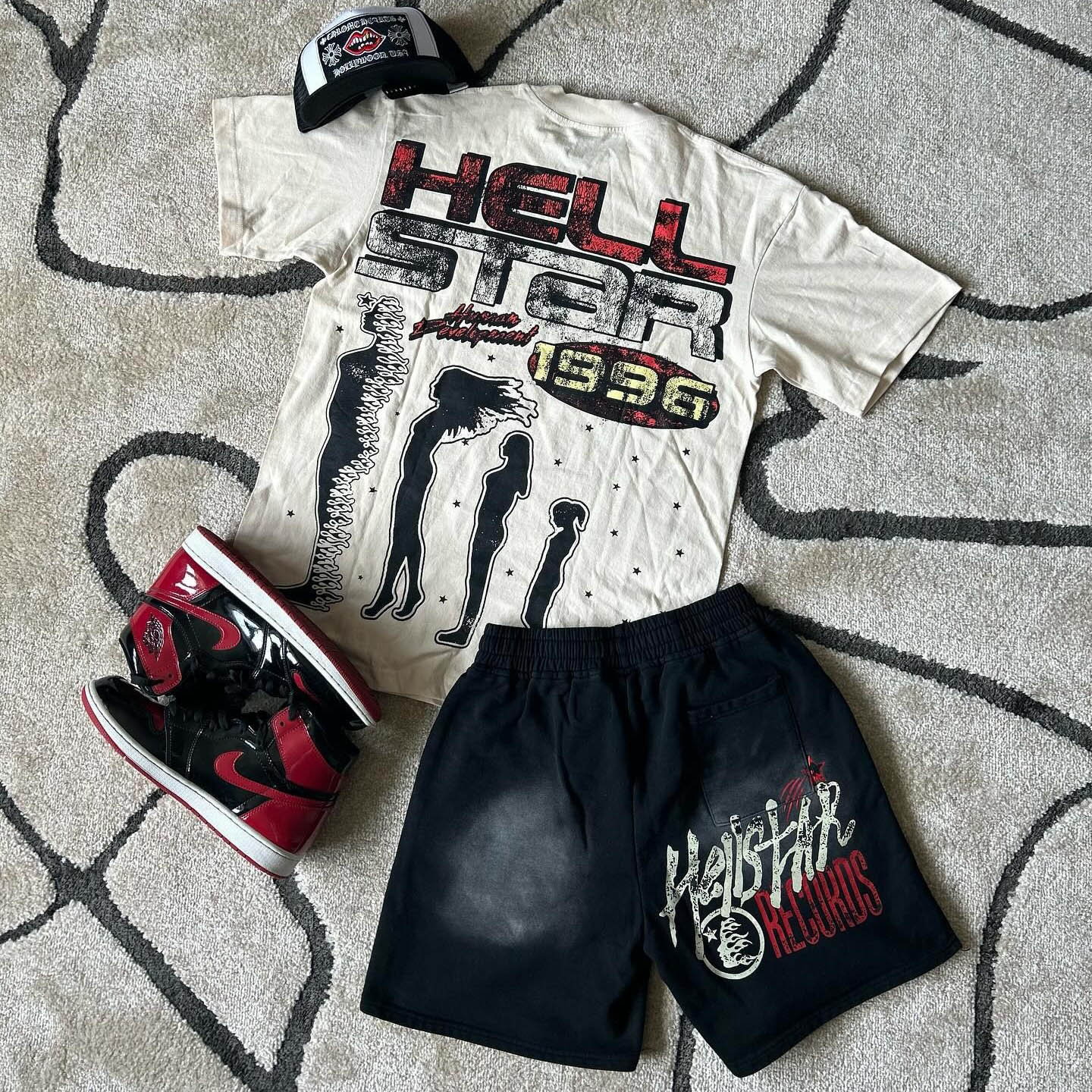 Hellstar 1996 Graffiti Print T-Shirt And Shorts Co-Ord