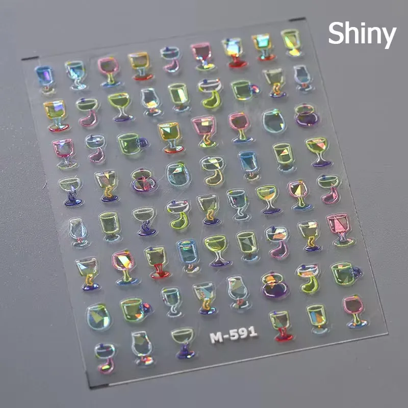 Shiny Cherry Strawberry Star Pudding Sundae Ice Cream Cones Jelly Self Adhesive Nail Art Sticker Summer Manicure Decal Wholesale