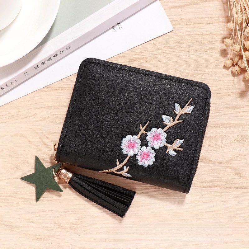 Women’s Solid Color Pu Leather Hook Loop Wallets
