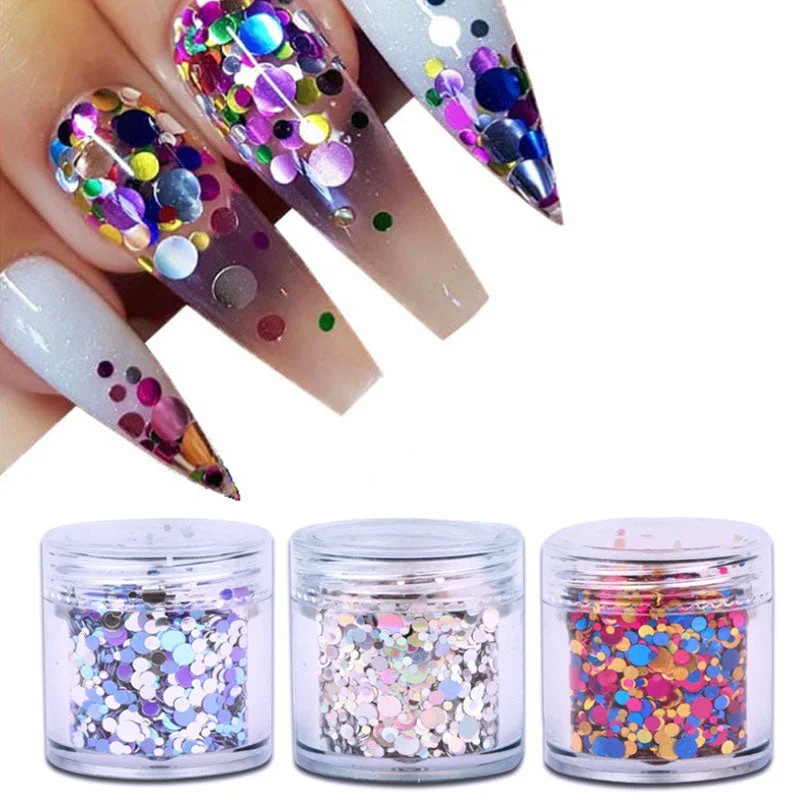 10ML Canned Nail Art Mixed Mini Round Sequins DIY Manicure Supplies Tools Colorful Dots Paillettes Nail Art Decoration Design