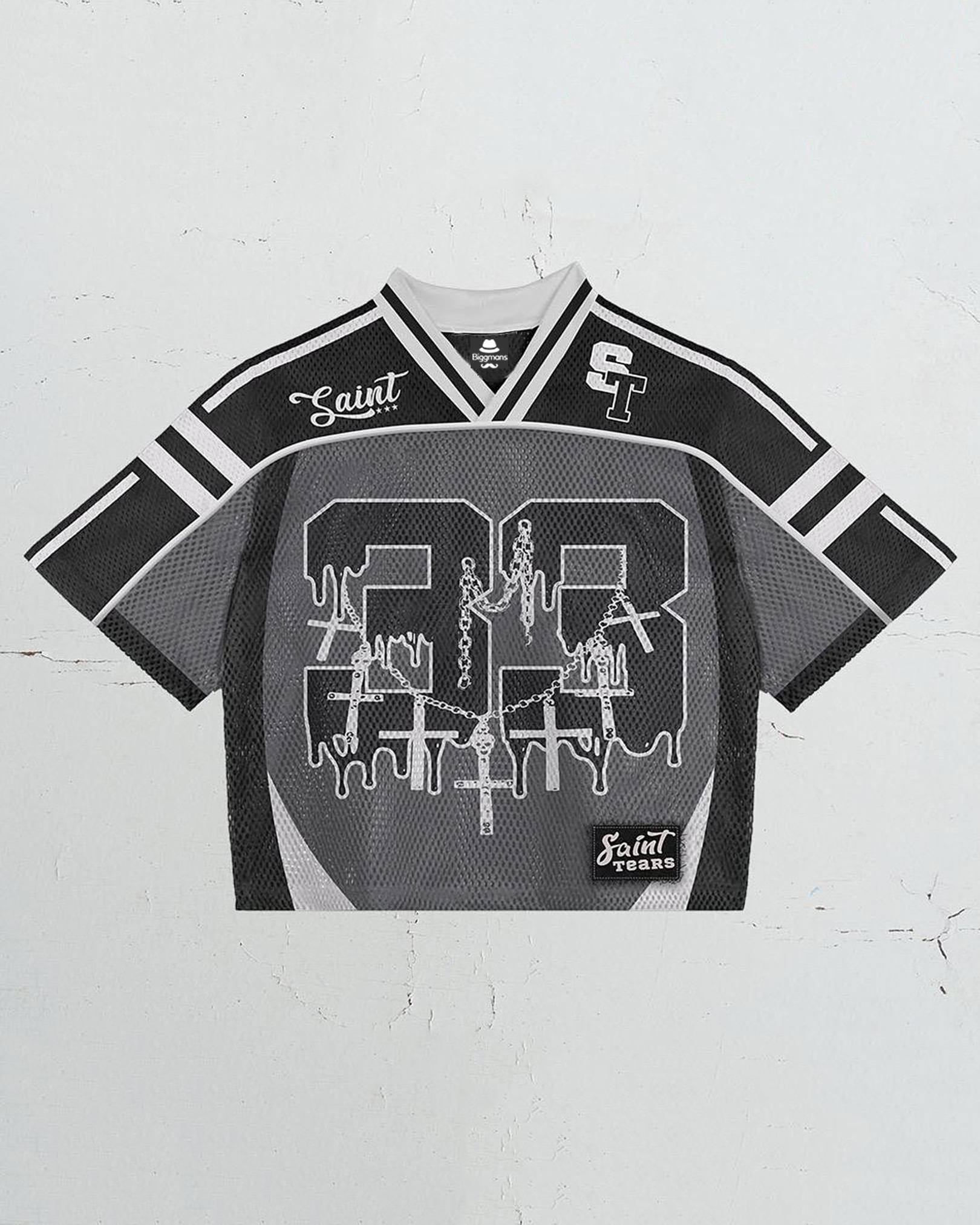 Plus Size Men's Essential Art 33 Mesh Jersey T-shirt-gray