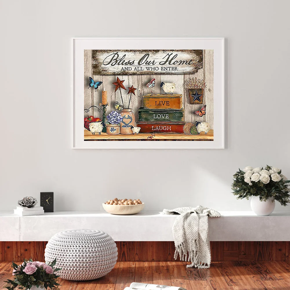11CT Full Stamped Cross Stitch - Bookshelf(Canvas|40*50CM)