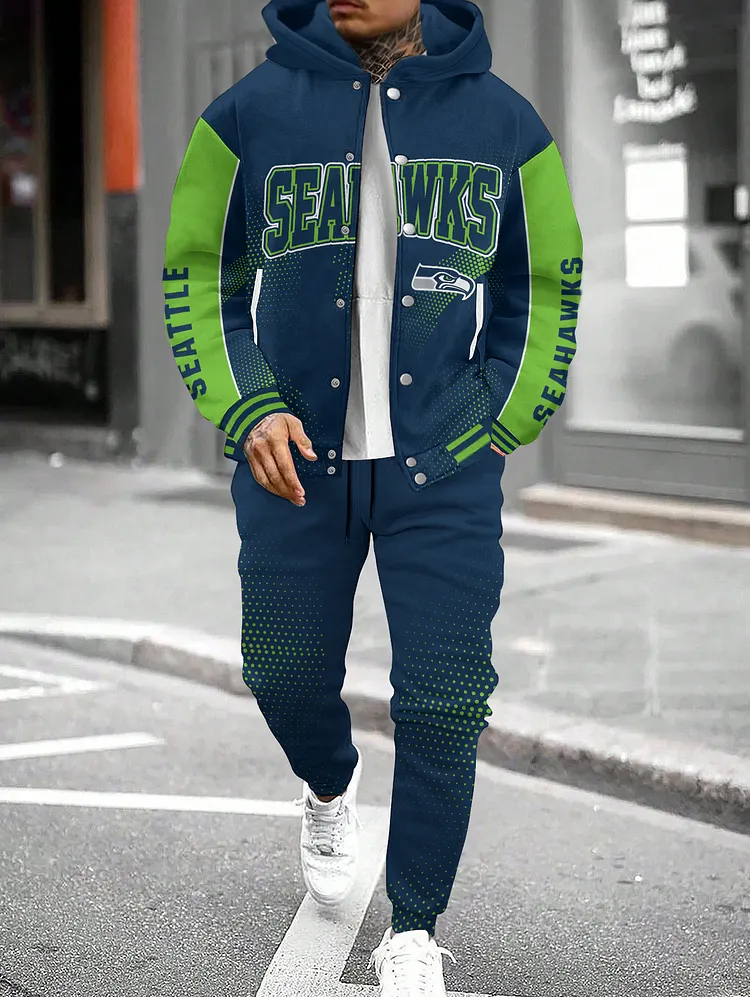 Seattle Seahawks  2026  New Design Hooded Jacket With Drawstring Waistband Joggers 2pcs Set