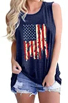 Plus Size American Flag Print Round Neck Casual Tank Top