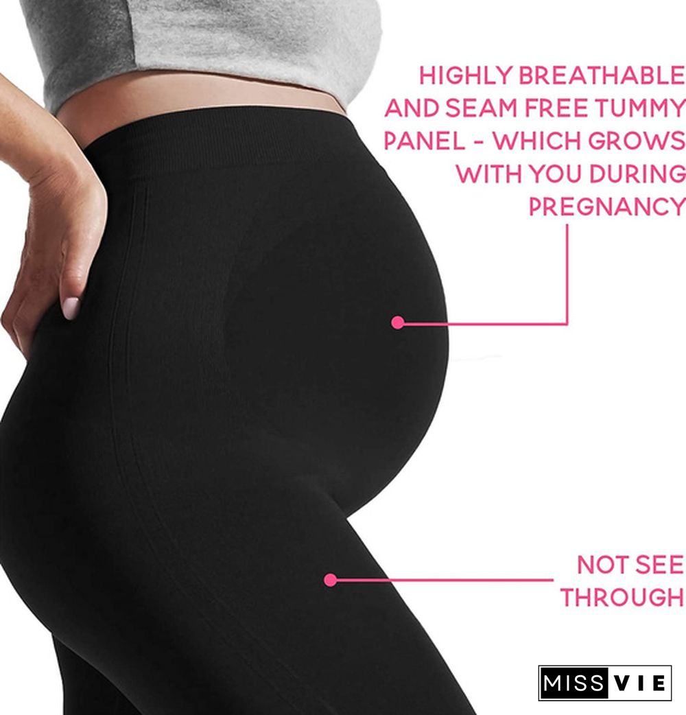 Womens Maternity Leggings Seamless Belly Compression Pregnancy Support Stretch Breathable