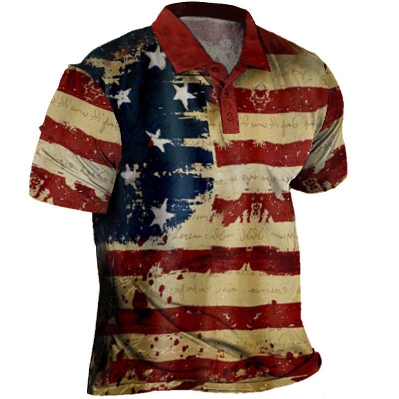 Men's Flag Polo Short Sleeve Top